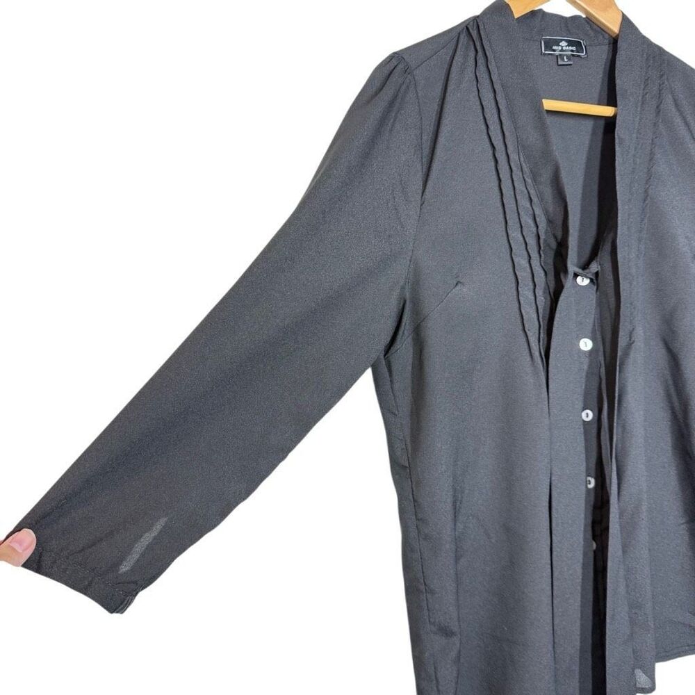 Iris Basic Black Long Sleeve Button Up Blouse Top… - image 7
